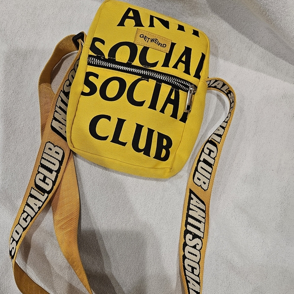 Anti Social Social Club Get Weird Yellow Crossbody Bag - Picture 2 of 8